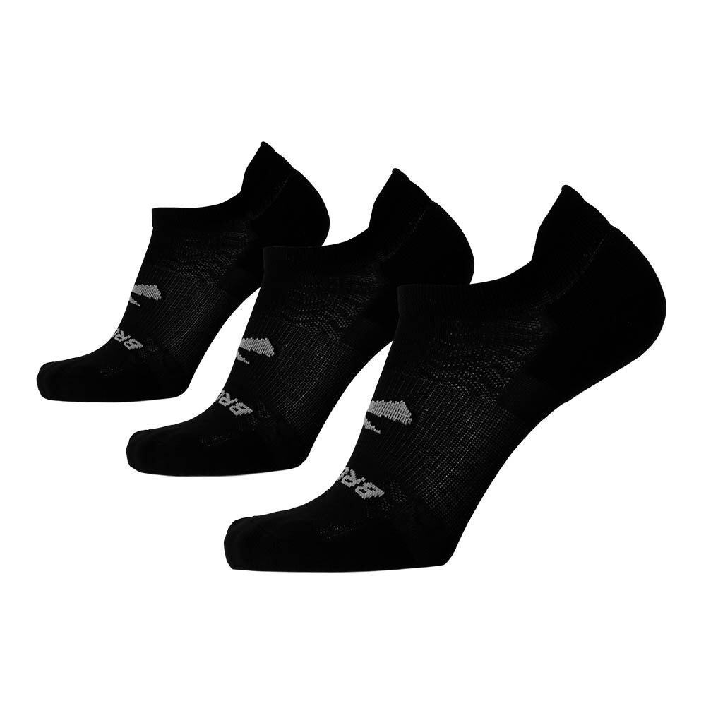 Brooks Unisex LG Black 3 Pack Run-In No Show Sock Performance Athleisure D18-2